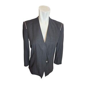 Helmut Lang VTG Jacket Blazer Single Button Zip Pockets Black Sz 2